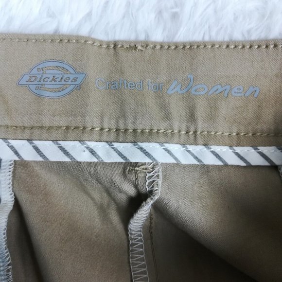 Dickies Womens Pants Slim Boot Cut Twill Flex Khaki Workwear Plus 24 New - Picture 11 of 14